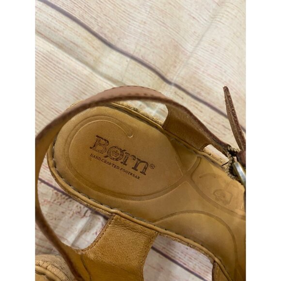 Born Women's Alaina Brown Leather WedgeSandals Platforms - 9 - Picture 5 of 12